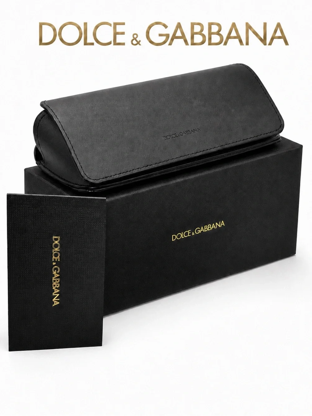 Dolce & Gabbana Black Leather Eyeglass Case w/ Original Box & Booklet–Authentic